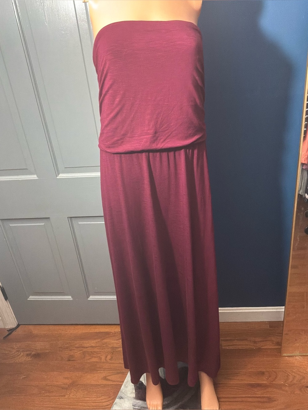 Strapless Maxi Dress in Burgundy